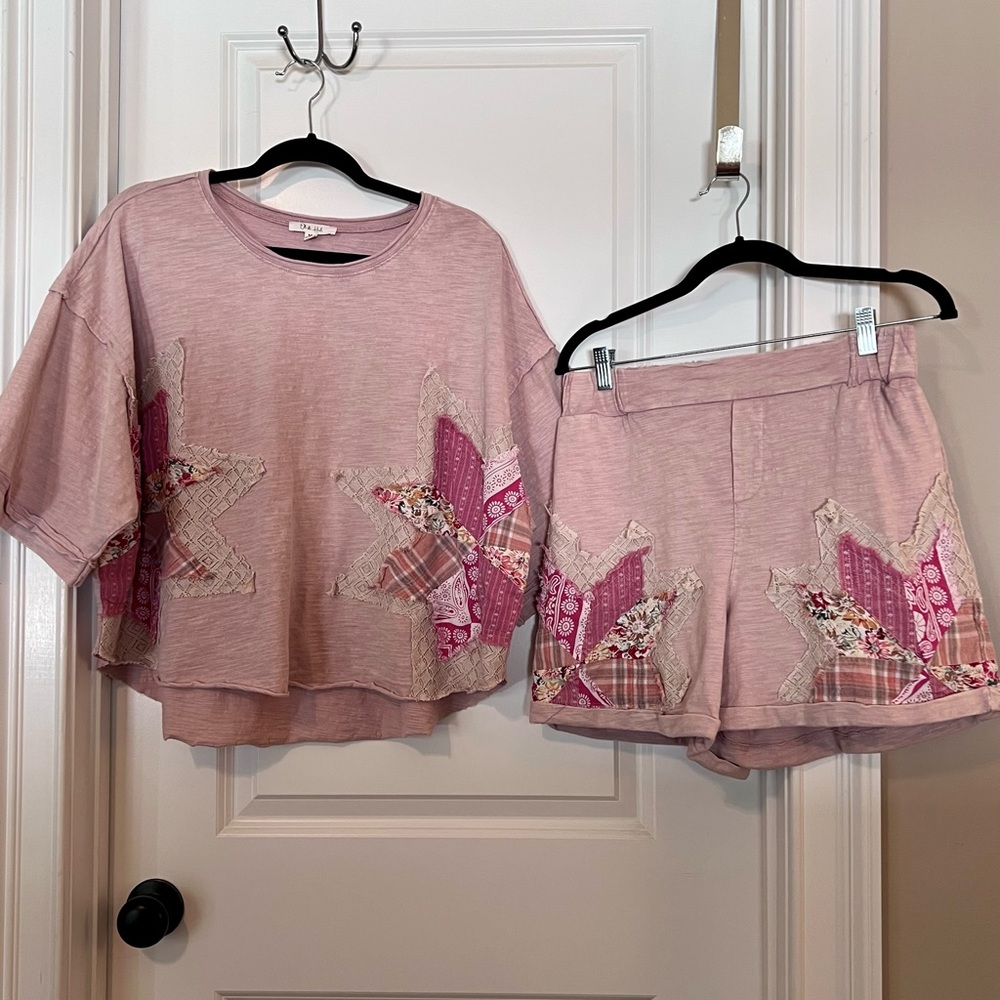 Oli & Hali Pink Starry Escape Short Set